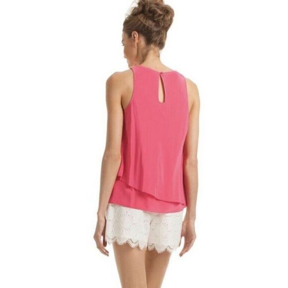 NWOT TRINA TURK KESSO HOT PINK 100% SILK LAYERED Tank Top Shirt XS $228 - Picture 2 of 8